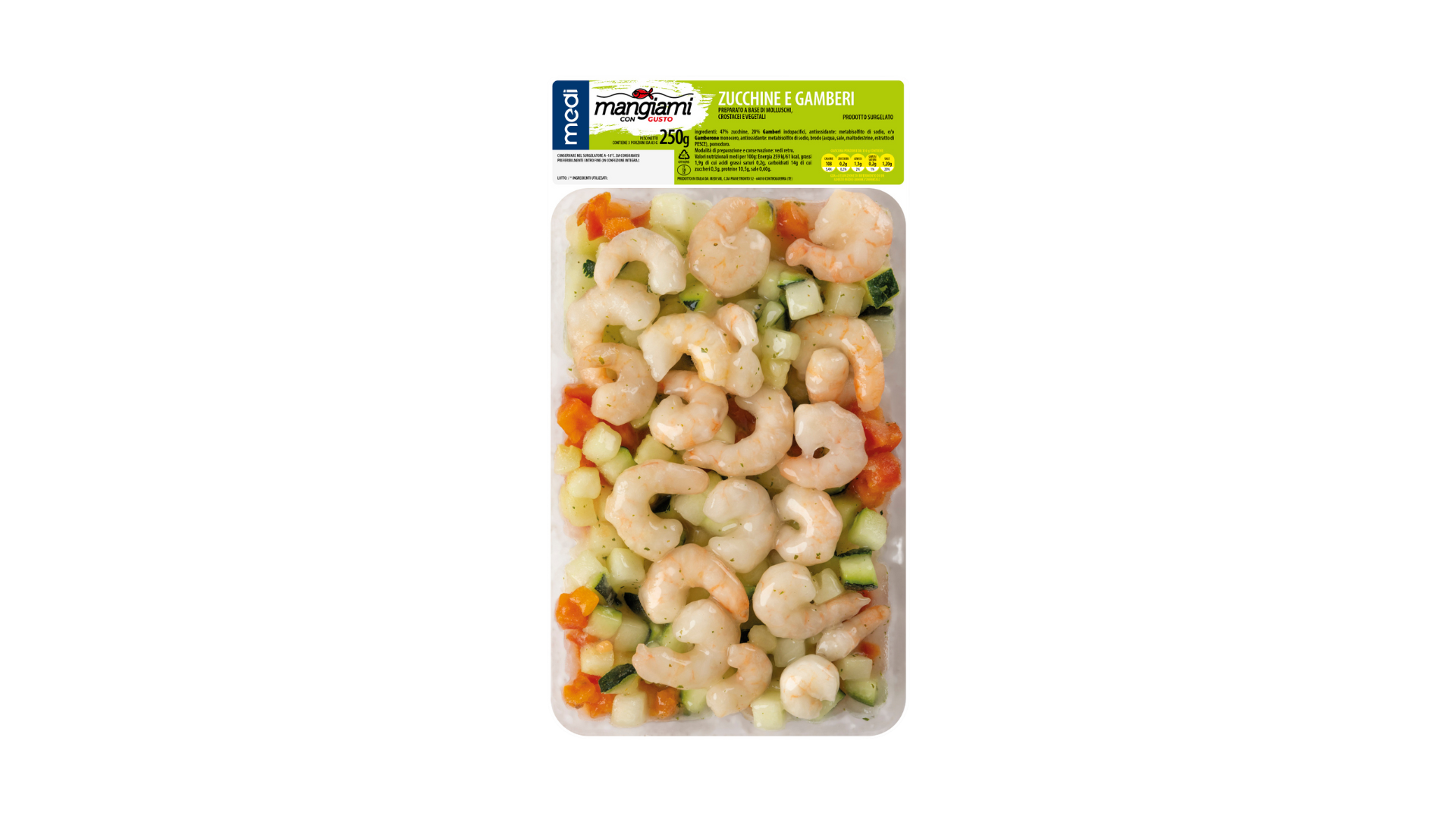 gamberi e zucchine Mangiami con gusto Zucchine e gamberi - Medi Surgelati - Mangiami con gusto